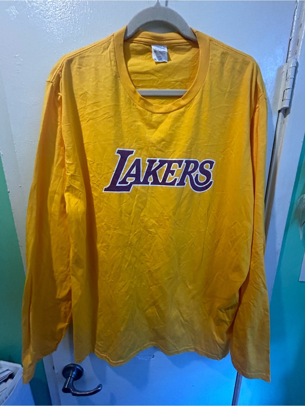 Los Angeles Lakers #23 James Gold Long Sleeve Tee
